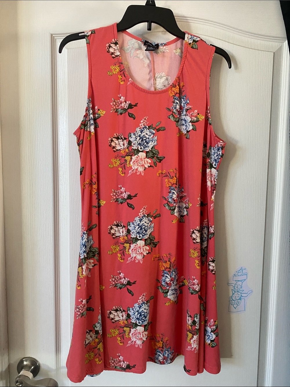 Justify Coral Floral Sleeveless Swing Dress